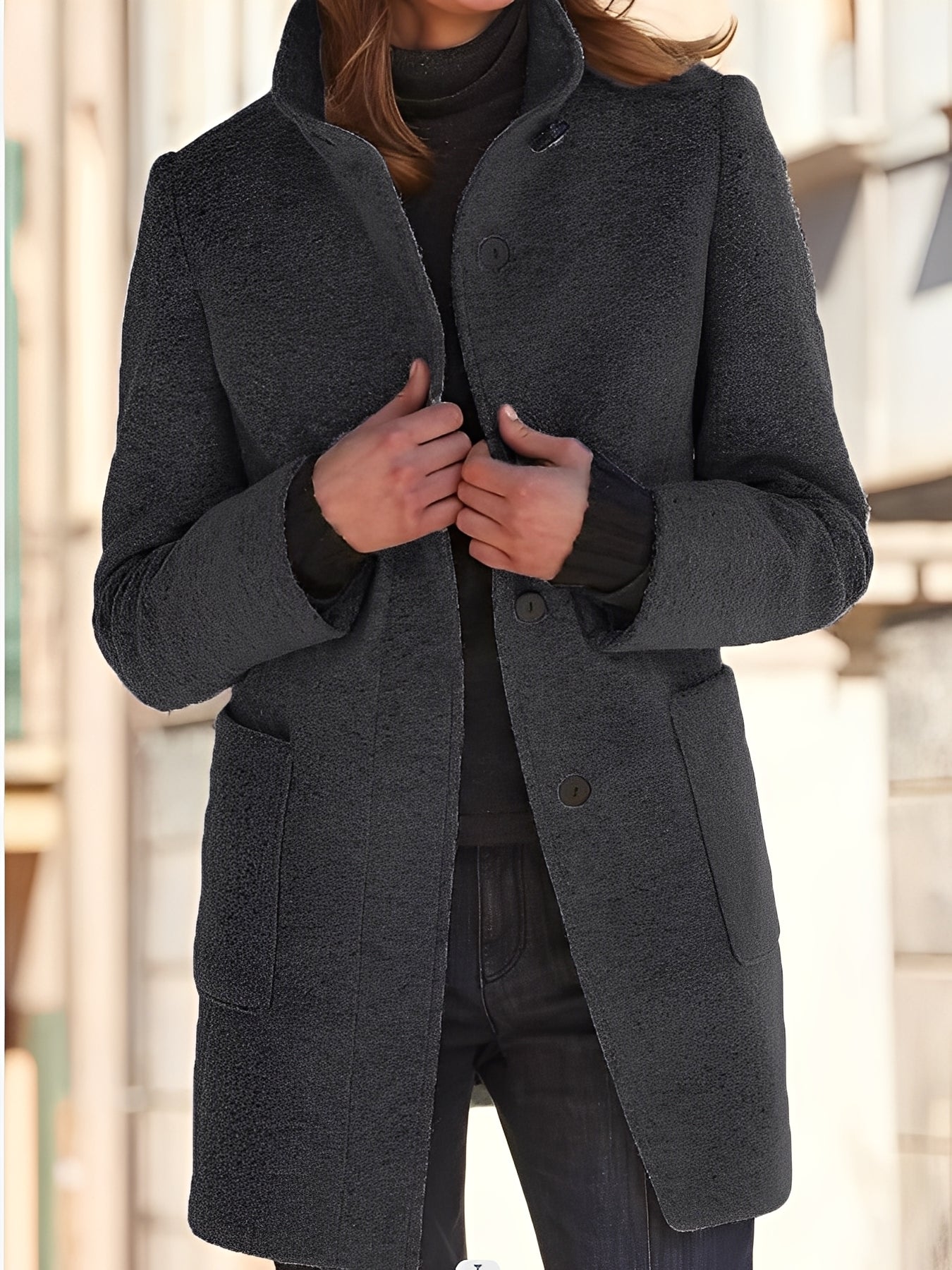 Michele - Manta de lână rezistentă la vânt pentru femei