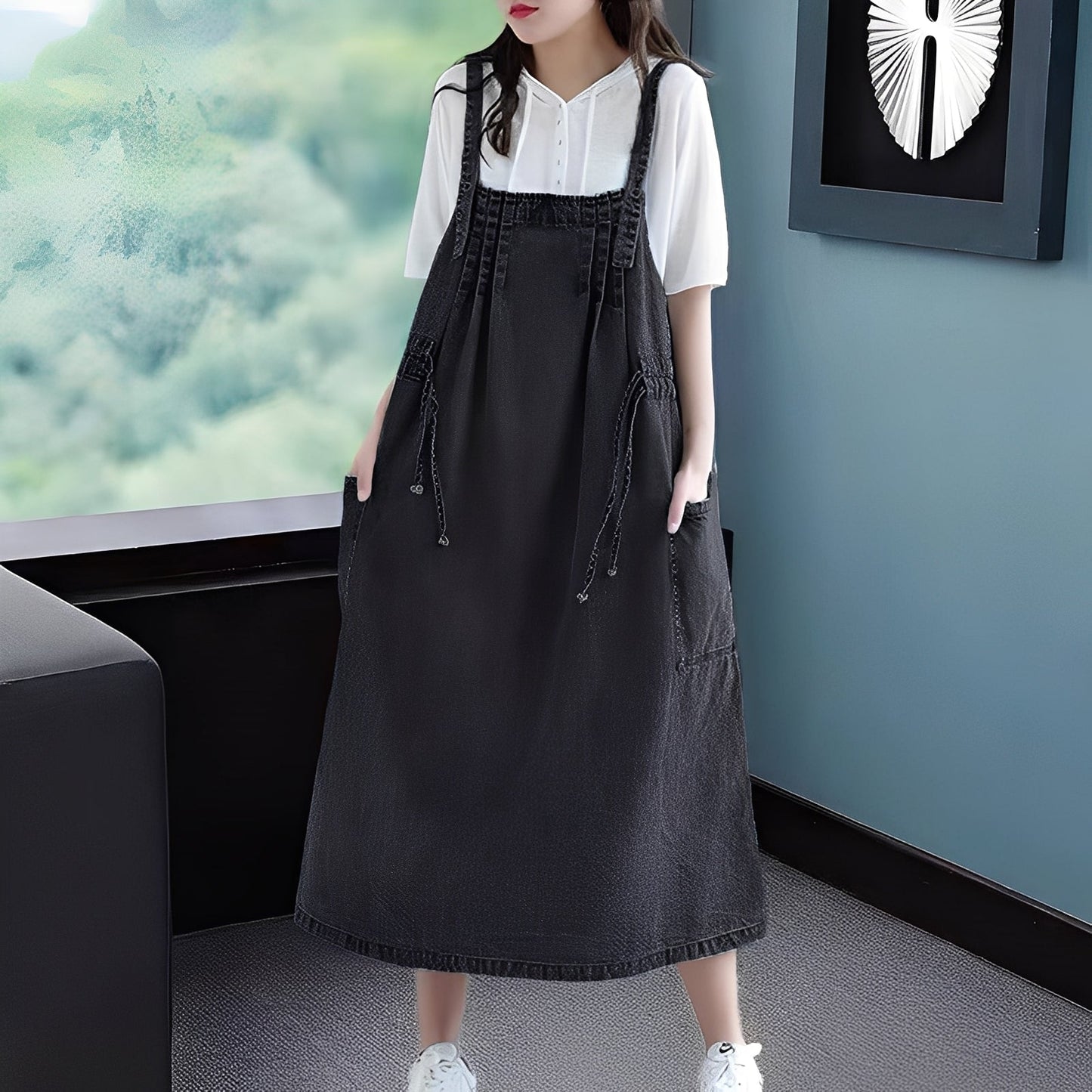 Kelsey - Rochie din blugi casual cu buzunare pentru femei