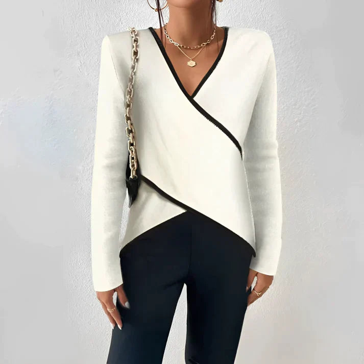 Freydis - Tricou feminin cu mânecă lungă și decolteu în V
