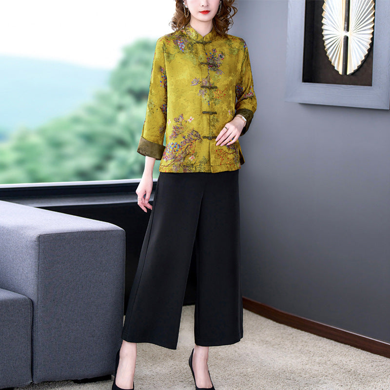 Moriah - Manta de matase clasică cu nasturi pentru femei