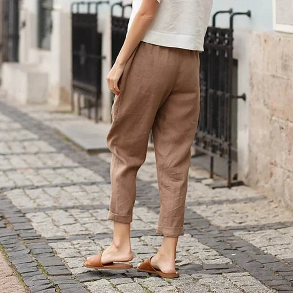 Ember - Pantaloni largi din in și bumbac