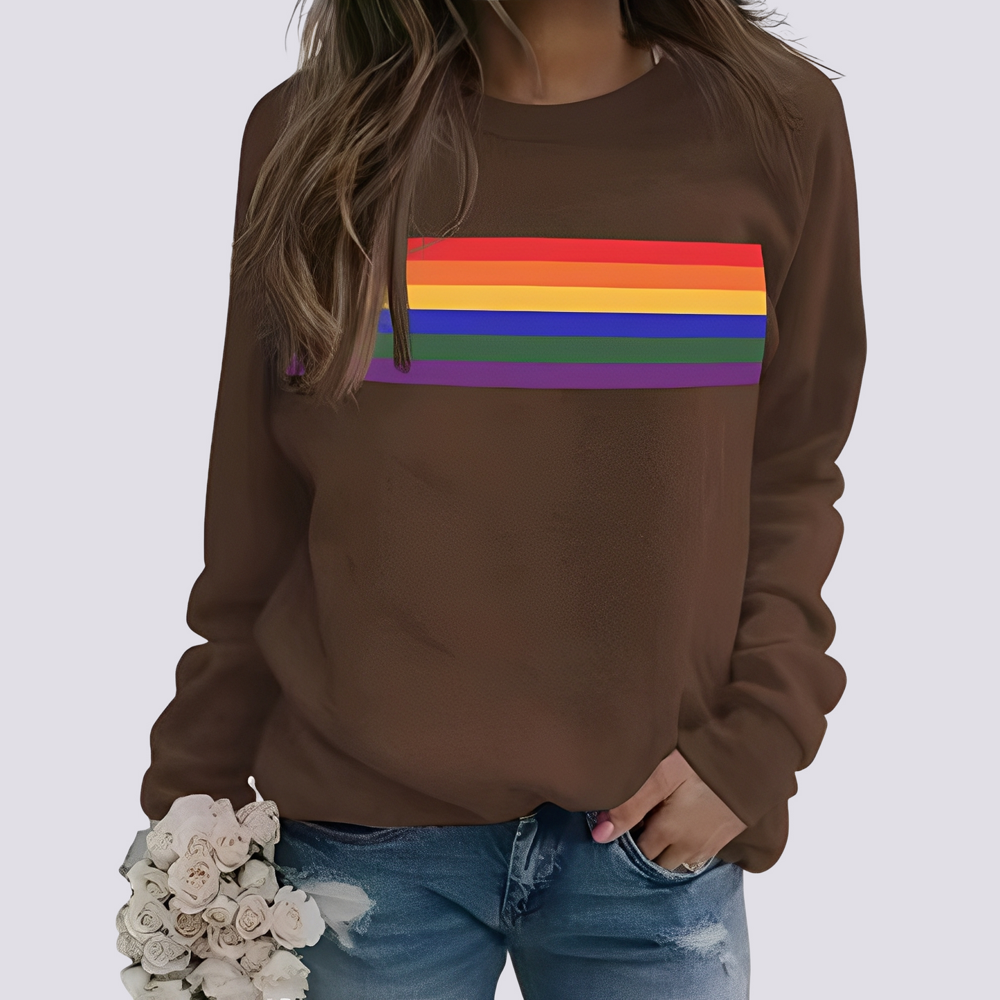 Roseann - Pulover stilat cu imprimeu colorat pentru femei