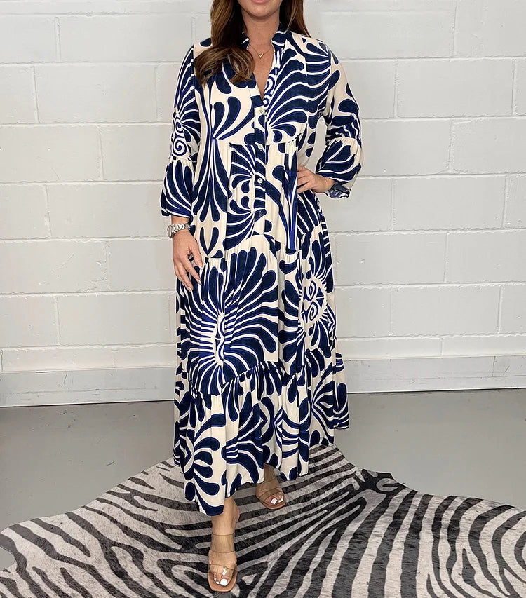 Petra - Elegant Rochie Maxi cu Nasturi