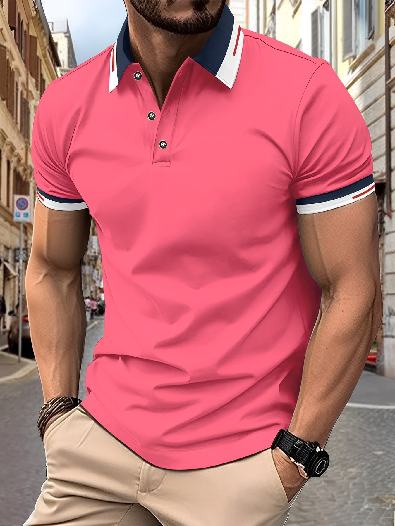 Matthew - Tricou polo simplu cu nasturi pentru bărbați