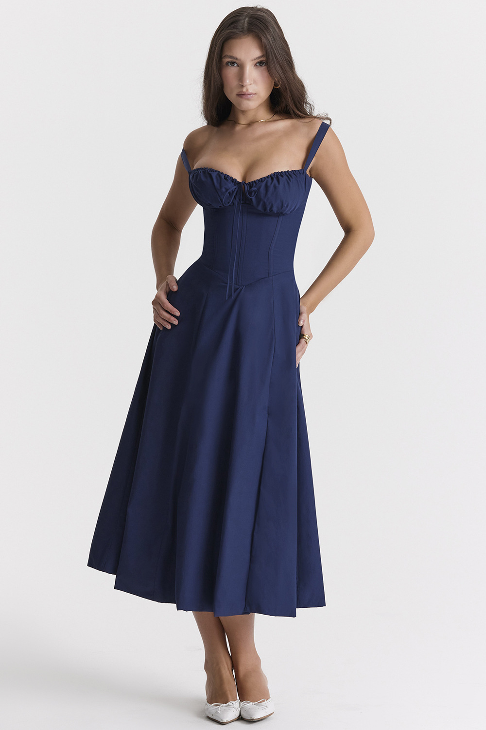 Jacqueline - Rochie Midi Corset Elegantă pentru Dame