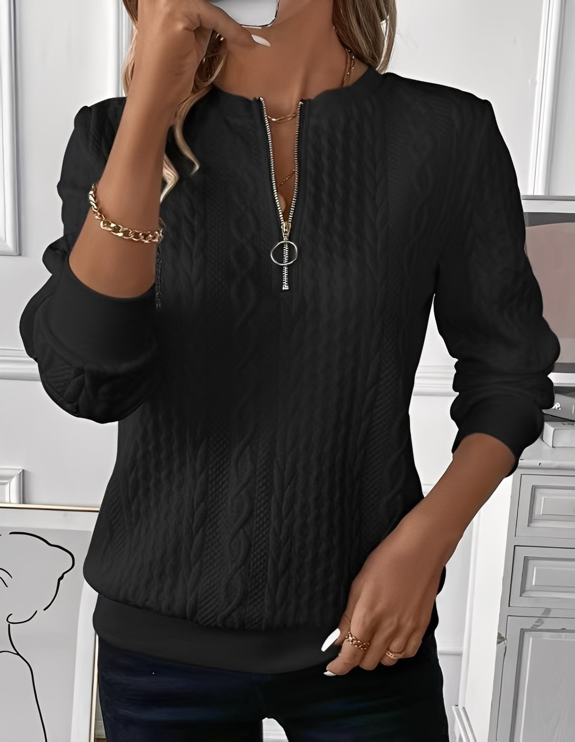 Davida - Pulover stilat, moale matlasat pentru femei