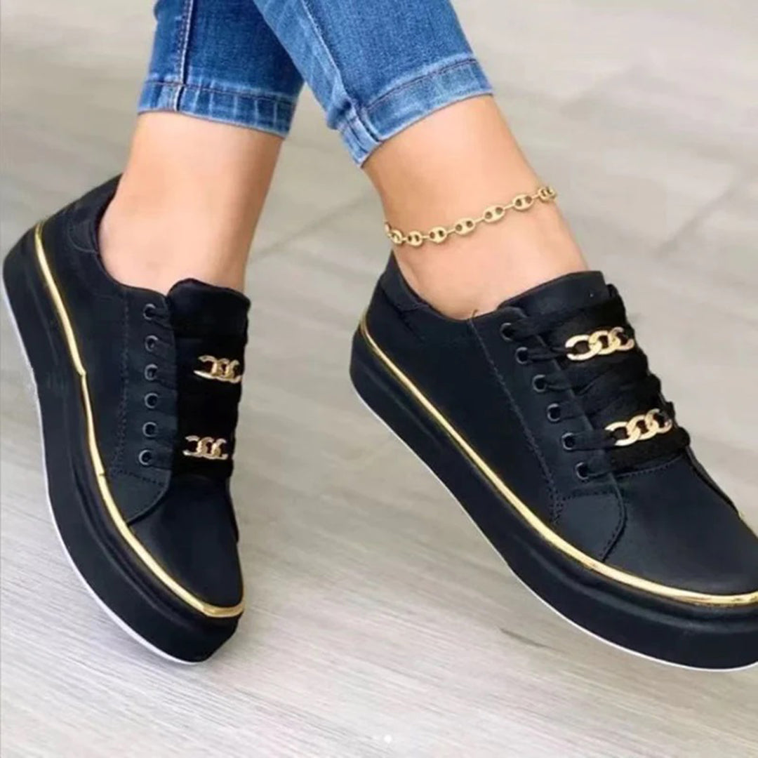 Chiara – Adidași albi cu accent auriu