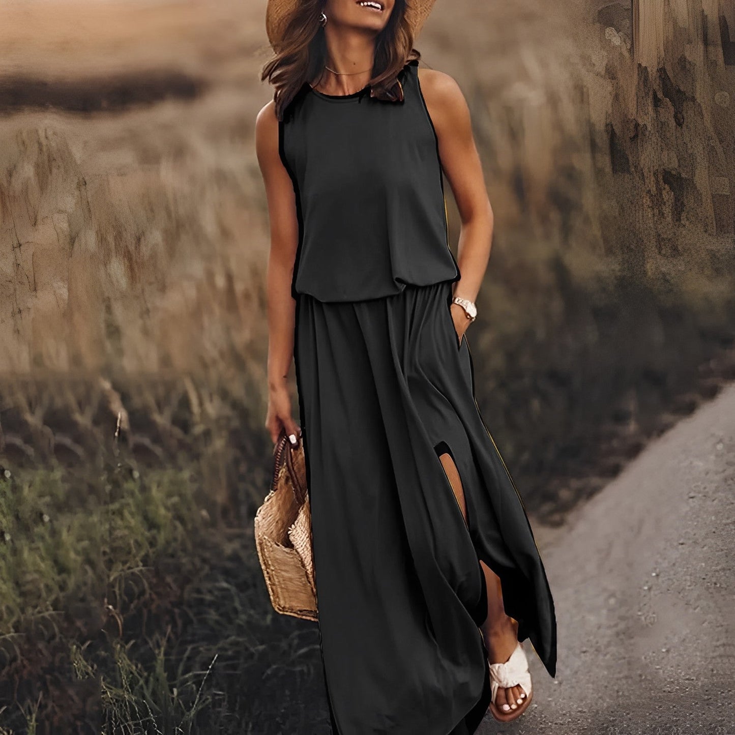 Calla – Rochie Lunga Fluida și Fără Vreme