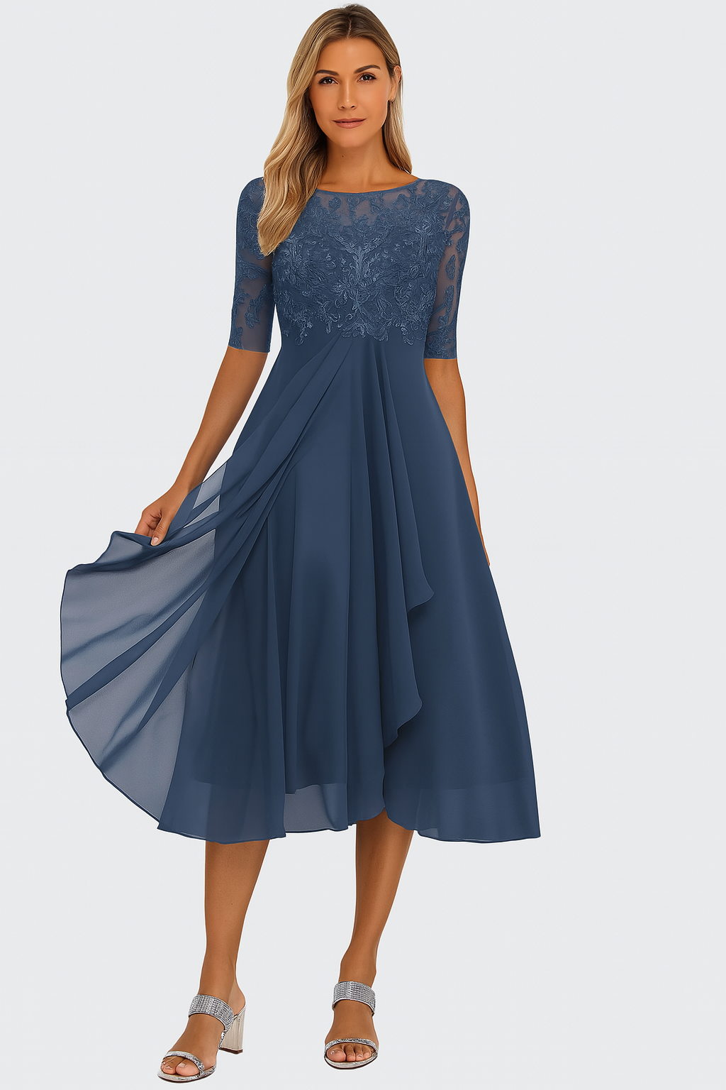 Ximena - Rochie Elegantă de Dantelă pentru Femei Lungime Genunchi