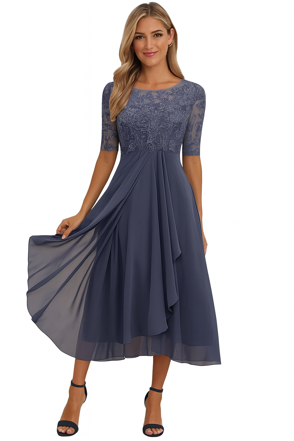 Ximena - Rochie Elegantă de Dantelă pentru Femei Lungime Genunchi