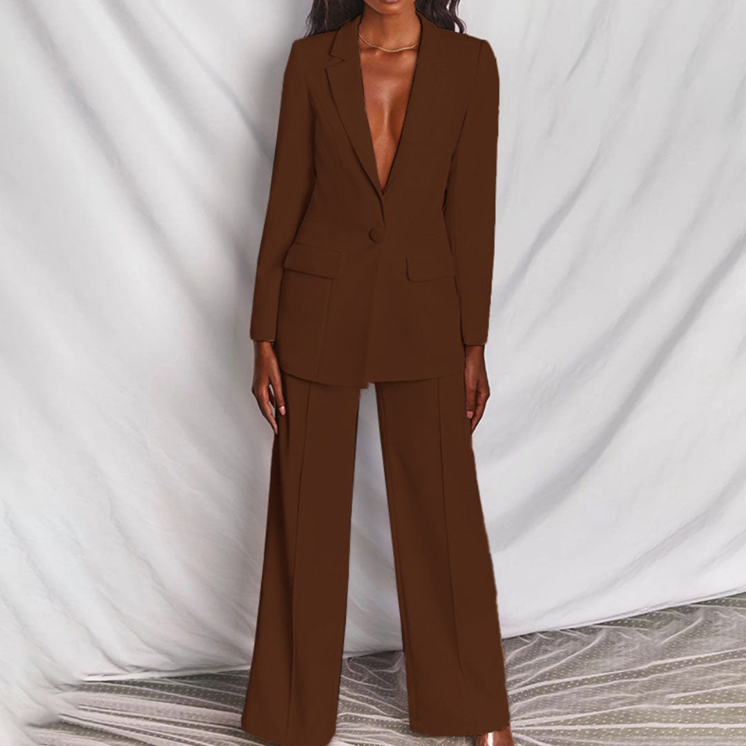 Celeste – Costum elegant sacou și pantaloni