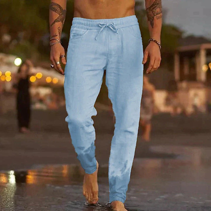 David - Pantaloni lejeri din in pentru bărbați