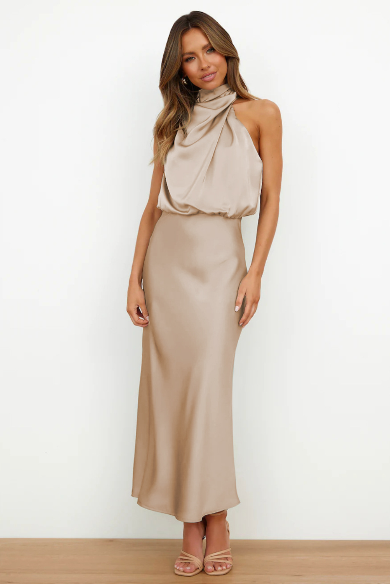 Elianna – Rochie midi elegantă cu decolteu asimetric