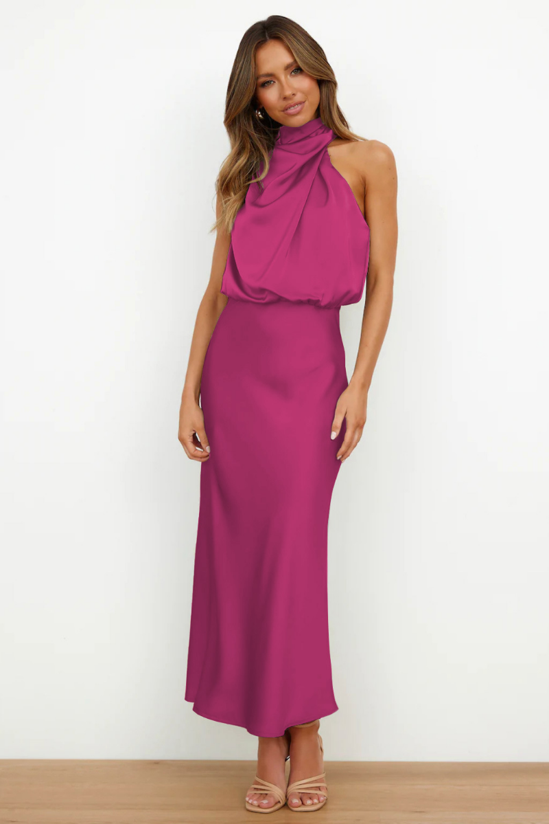 Elianna – Rochie midi elegantă cu decolteu asimetric