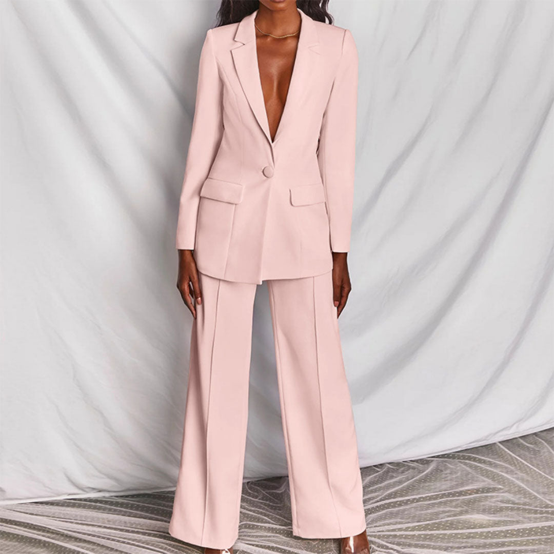 Celeste – Costum elegant sacou și pantaloni