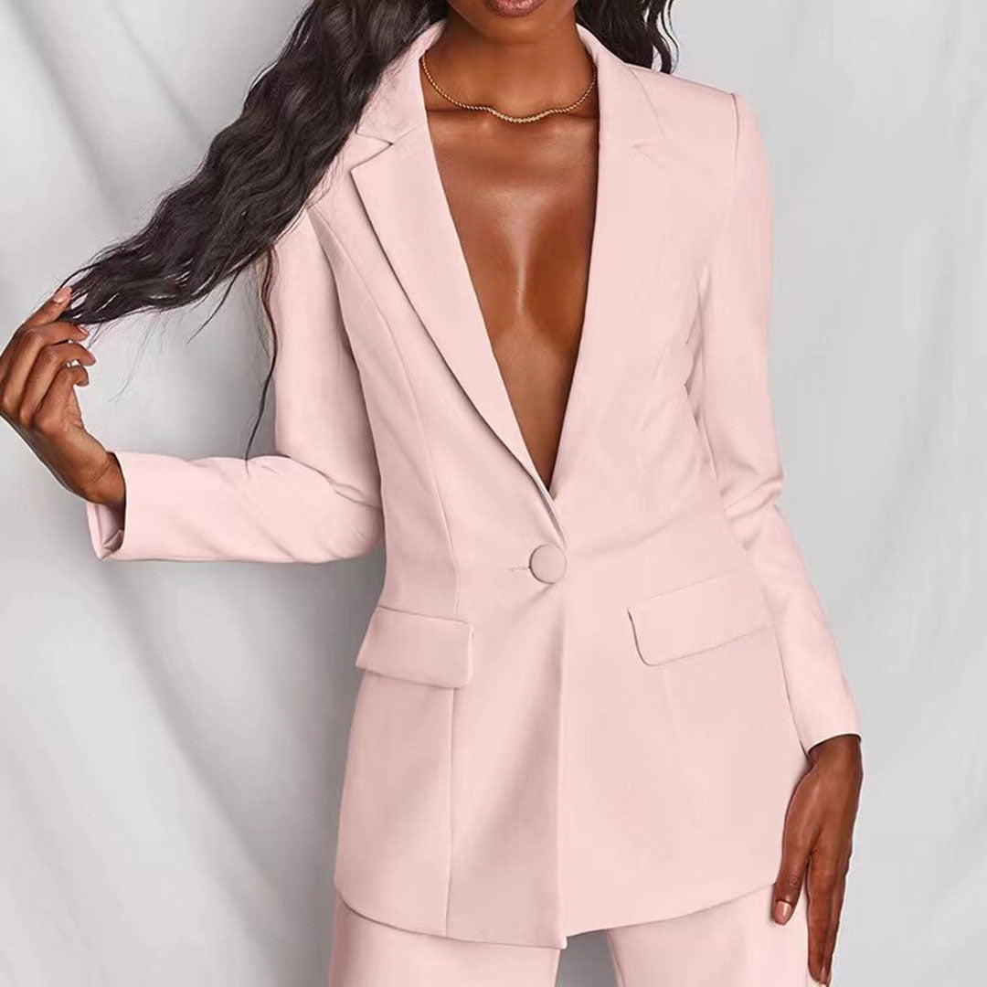 Celeste – Costum elegant sacou și pantaloni