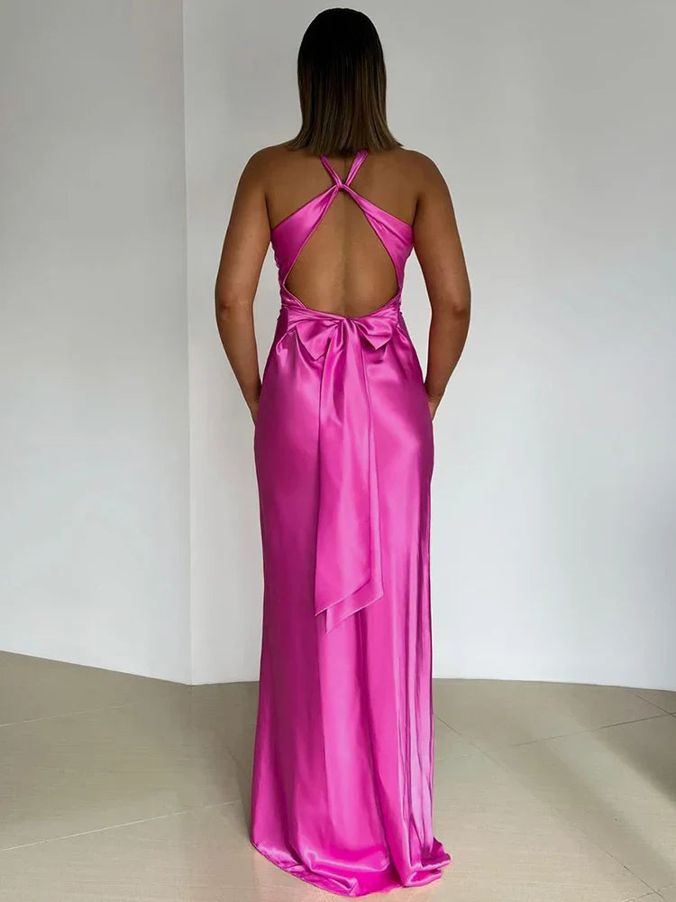 Marlene – Rochie de seară din satin cu guler halter