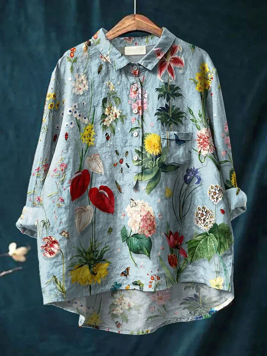 Vera - Bluză stilată cu croială lejeră și model floral