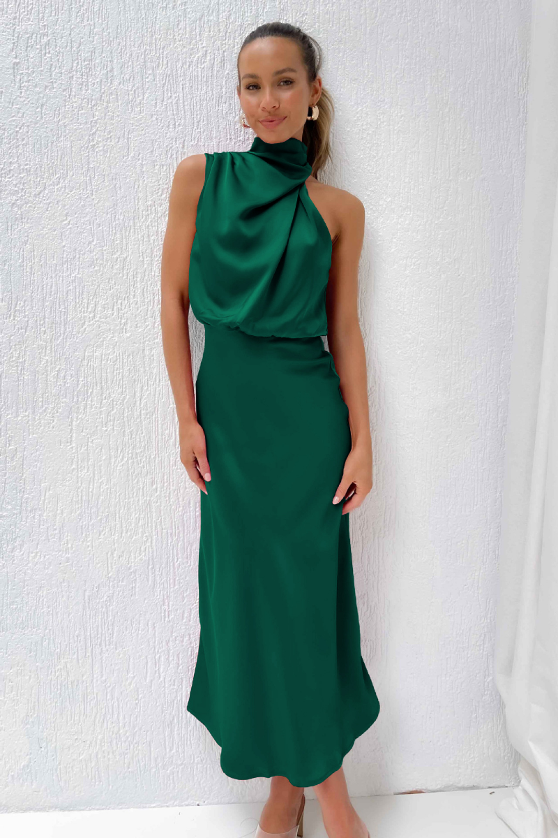 Elianna – Rochie midi elegantă cu decolteu asimetric