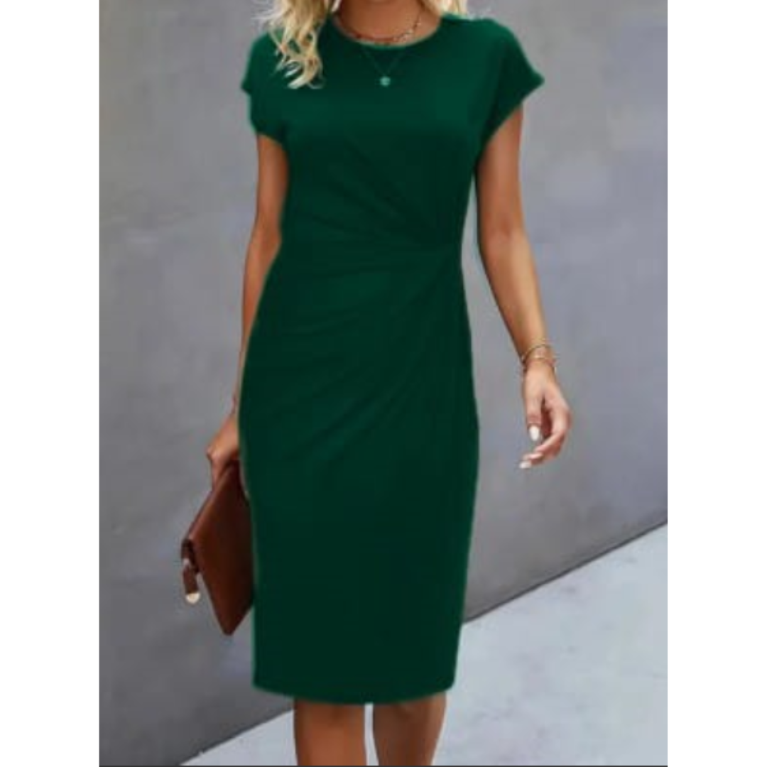 Miranda - Elegantă Rochie Midi Damă Mâneci Scurte