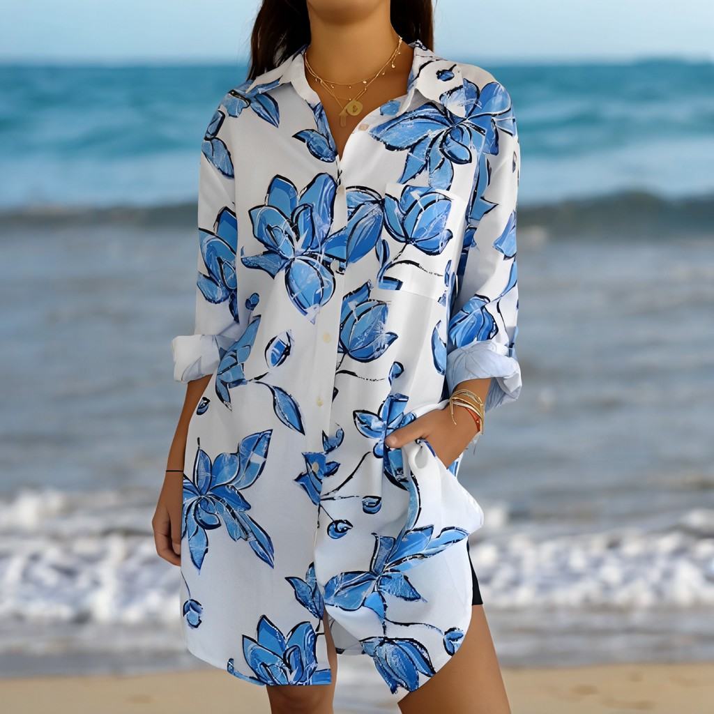 Ariel - Rochie cămașă de plajă lejeră pentru femei
