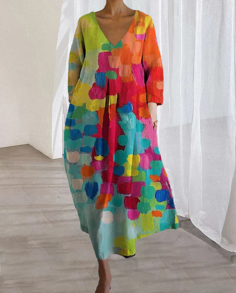 Alina – Rochie colorată cu imprimeu pentru femei