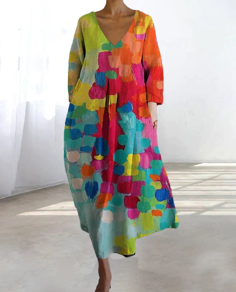 Alina – Rochie colorată cu imprimeu pentru femei