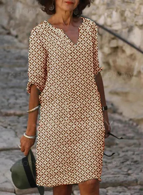 Carol - Kleid Mit Halblangen Ärmeln In Midilänge