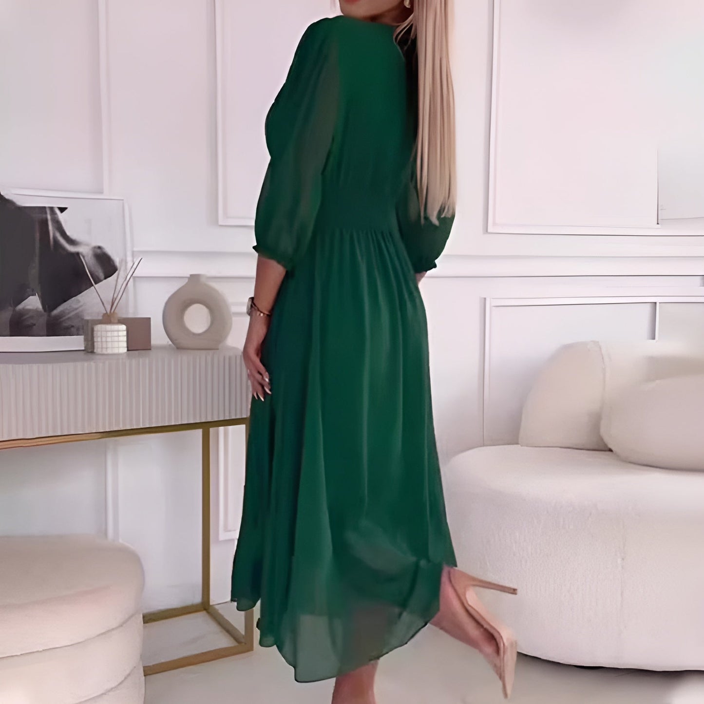 Abigail – Rochie vaporoasă din șifon cu aspect de mătase