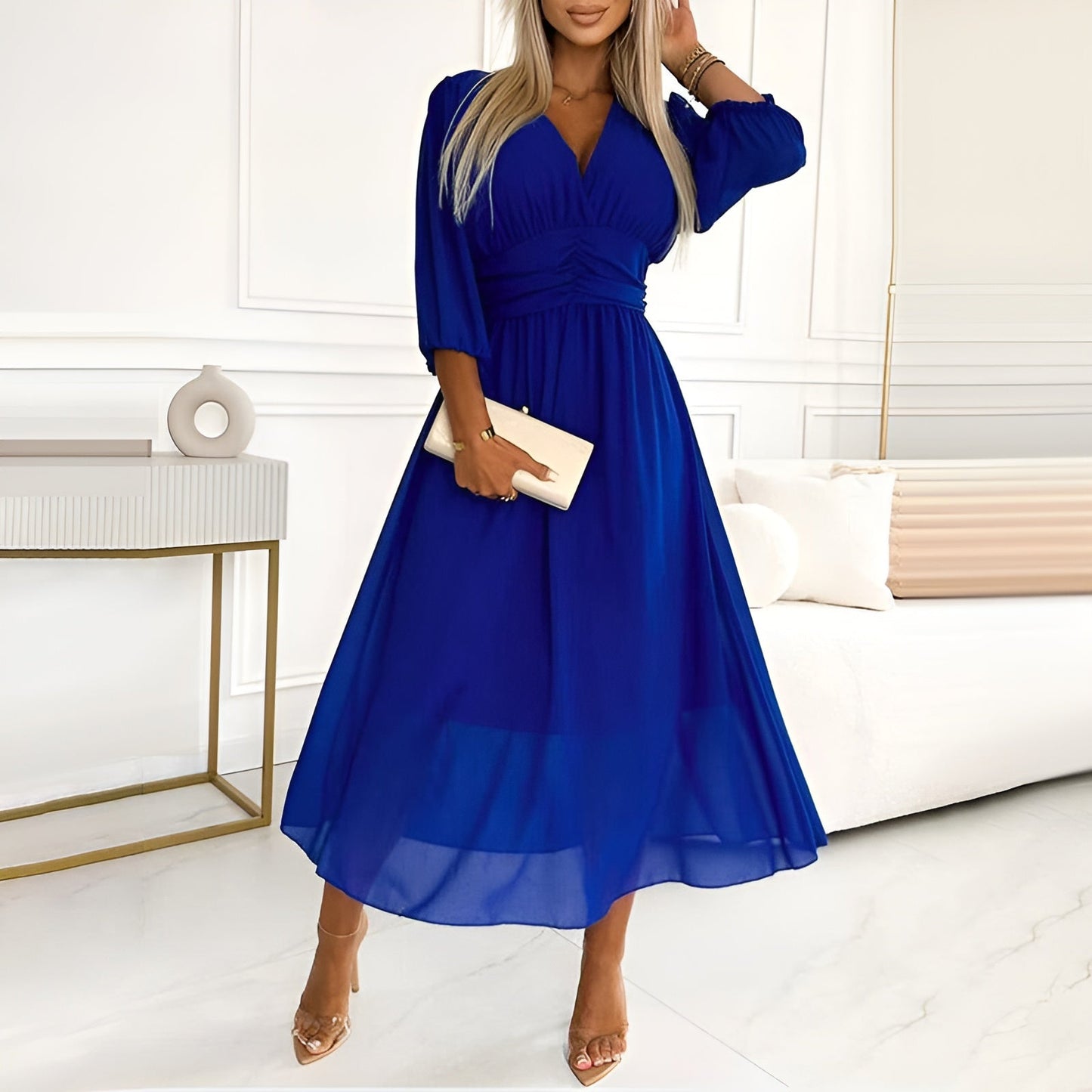 Abigail – Rochie vaporoasă din șifon cu aspect de mătase