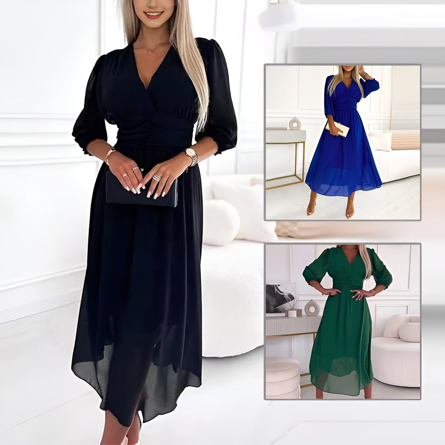 Abigail – Rochie vaporoasă din șifon cu aspect de mătase