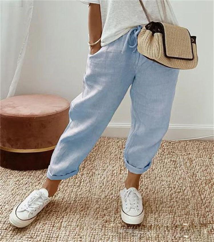 Bella – Pantaloni chic din amestec de bumbac și in