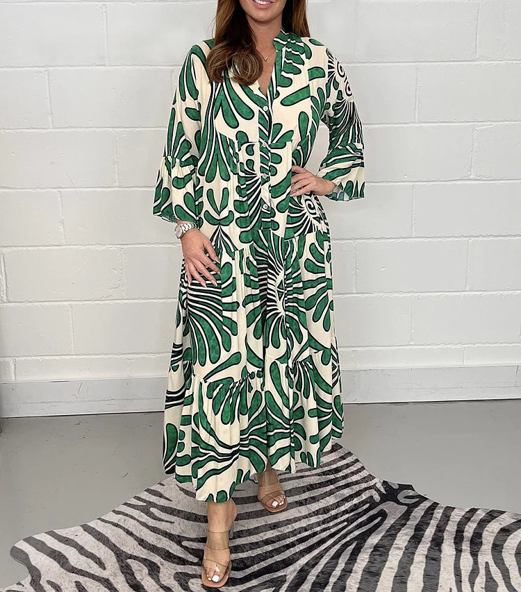 Petra - Elegant Rochie Maxi cu Nasturi