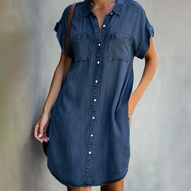 Delight – Rochie casual din denim cu nasturi