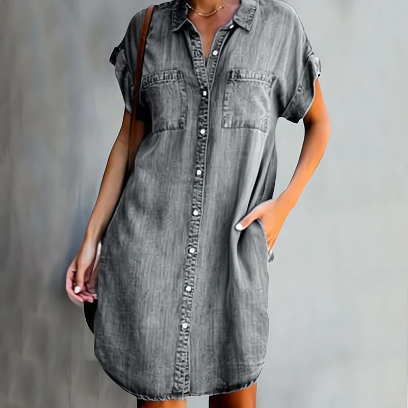 Delight – Rochie casual din denim cu nasturi