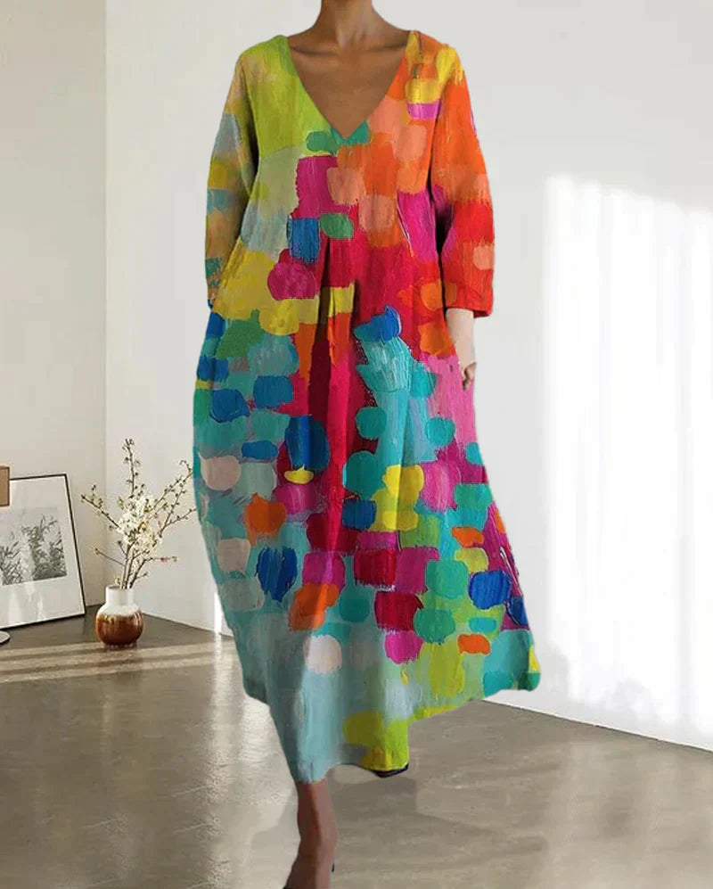 Alina – Rochie colorată cu imprimeu pentru femei