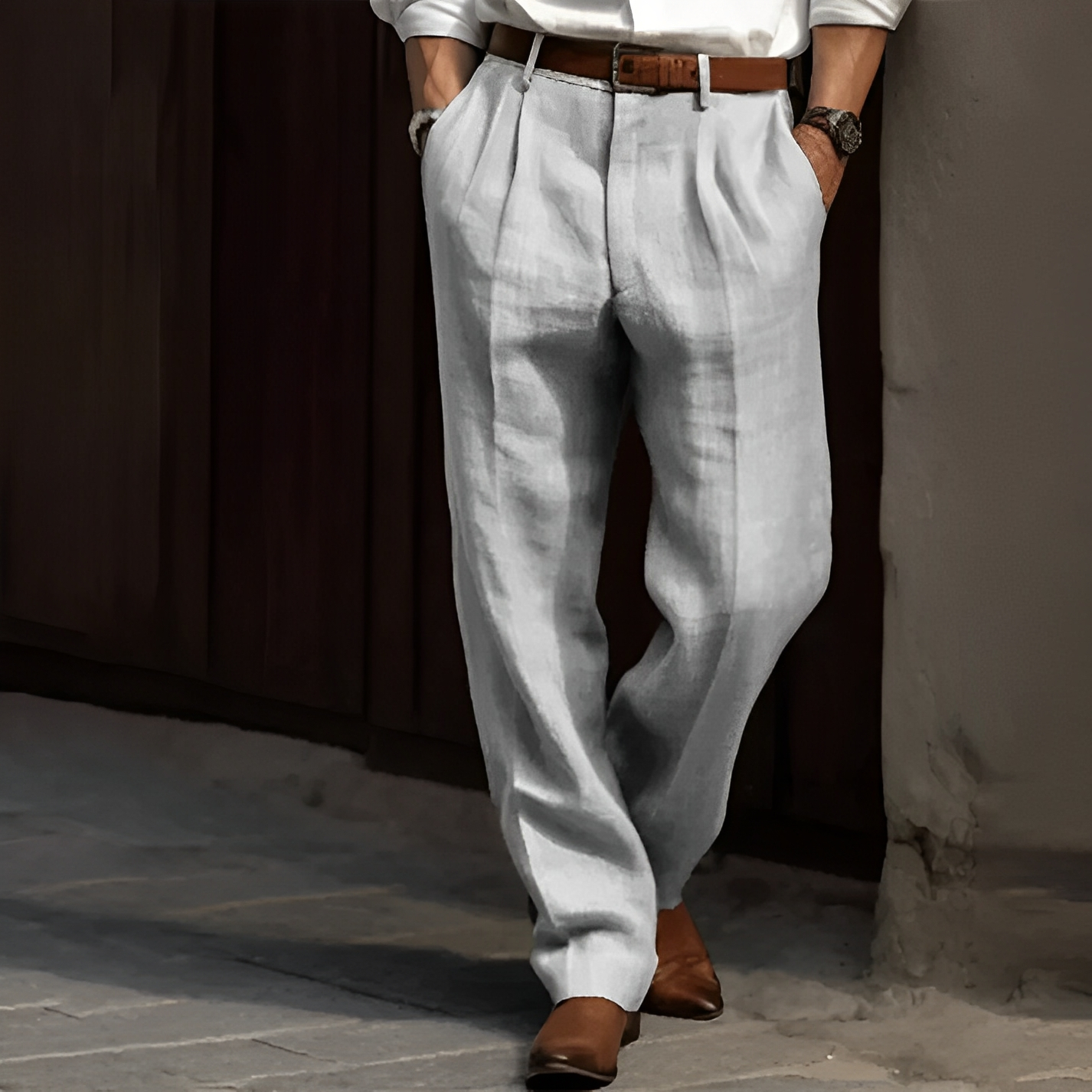 Zaiden - Pantaloni retro cu picior drept pentru bărbați