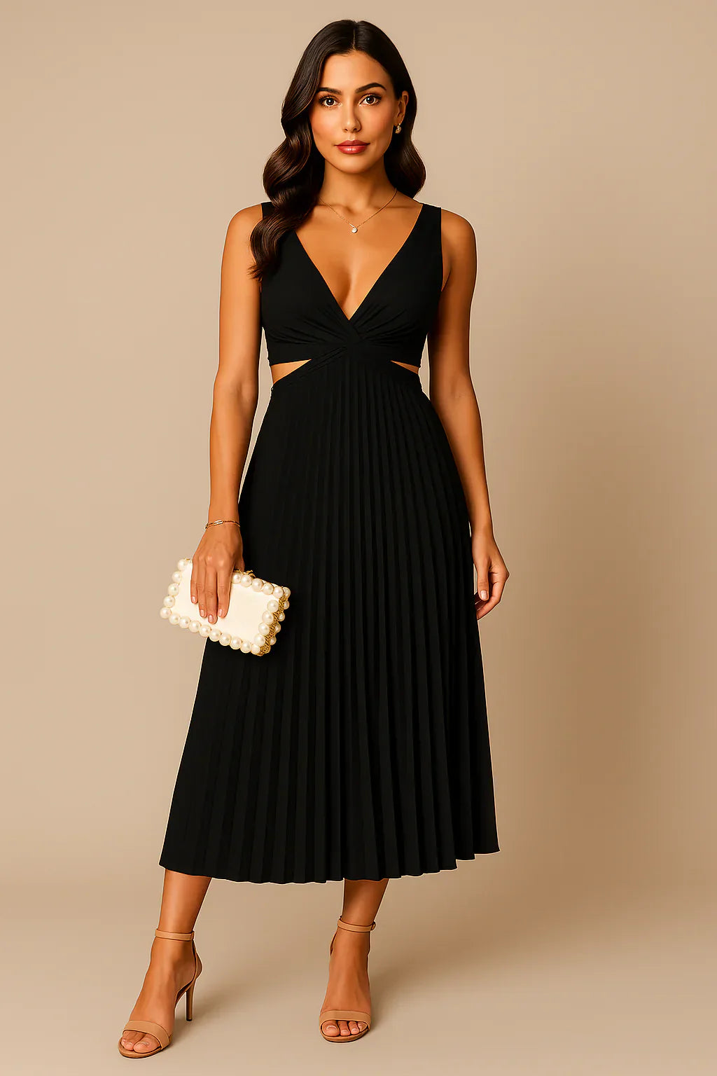 Arya - Elegantă Rochie Midi cu Pliuri pentru Femei