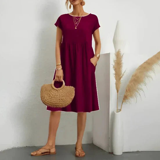 Menali - Rochie de Vară Damă Mânecă Scurtă Midi