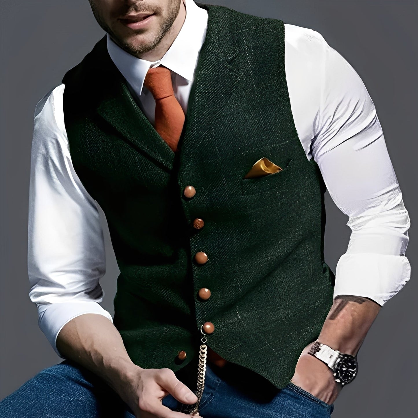 Arnold - Elegantă vestă îngustă cu model în carouri pentru bărbați
