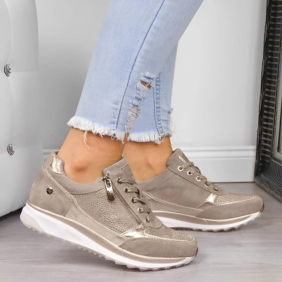 Kaycee - Sneaker stilati cu fermoar pentru femei