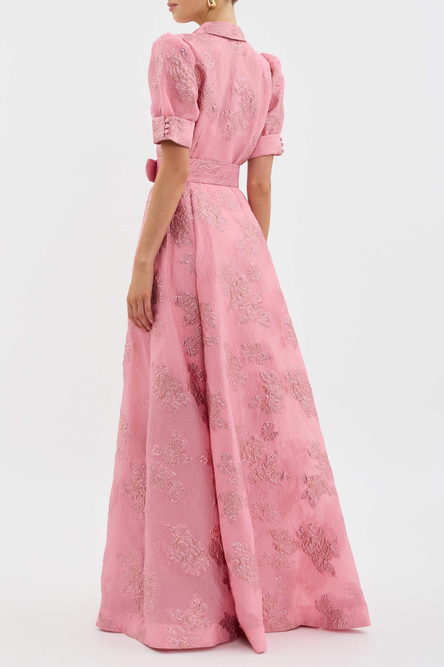 Lily - Rochie maxi elegantă în roz cu curea