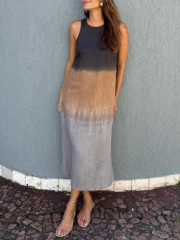 Mabelle - Rochie fără mâneci cu croială lejeră și tie-dye