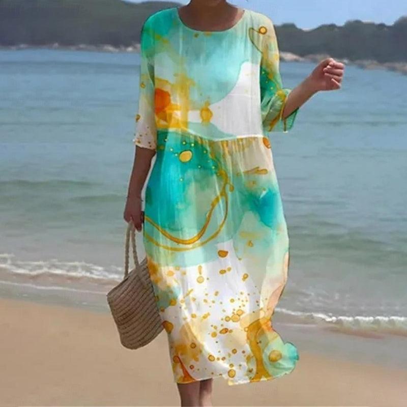 Miranda - Rochie florală elegantă cu acoperire pentru abdomen