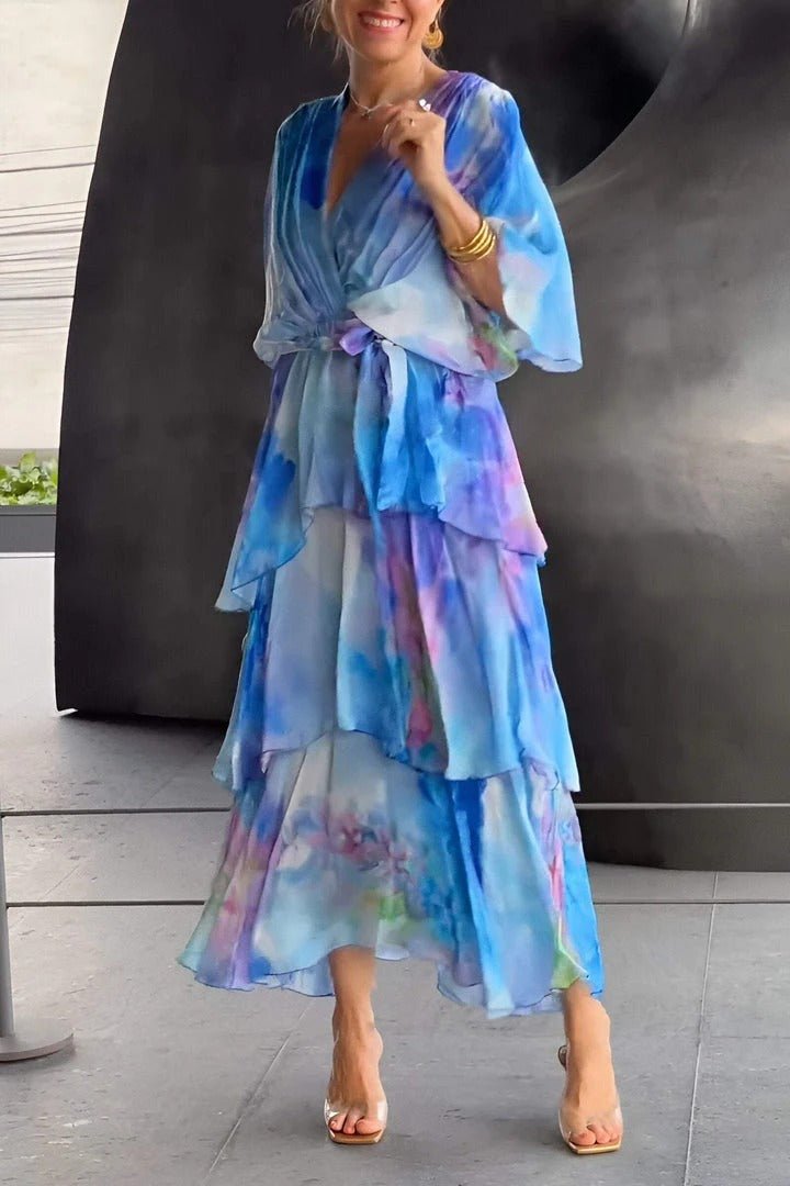 Sarina - Rochie lungă elegantă în culori multiple