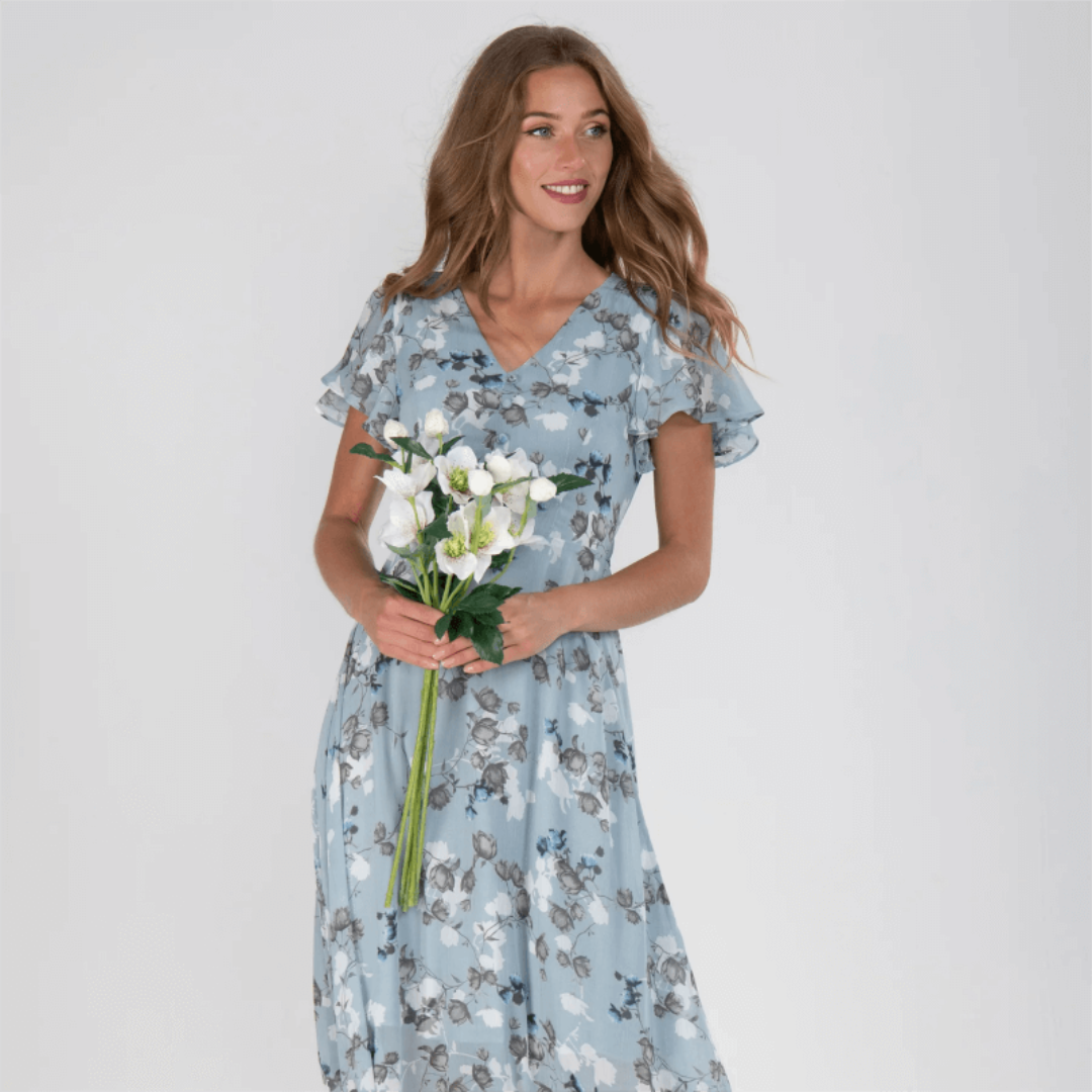 Leodessa - Rochie Maxi cu Flori Femei Invitat Nuntă
