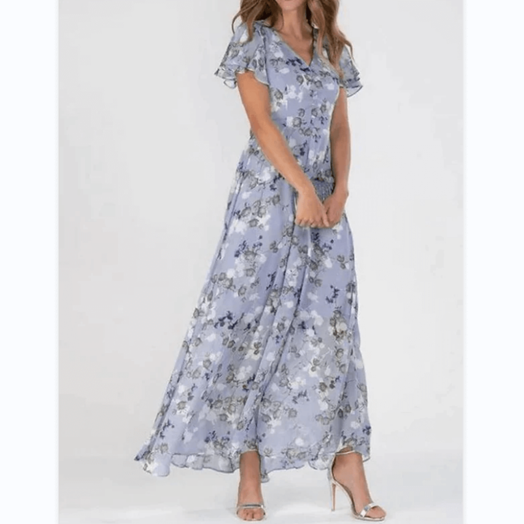 Leodessa - Rochie Maxi cu Flori Femei Invitat Nuntă