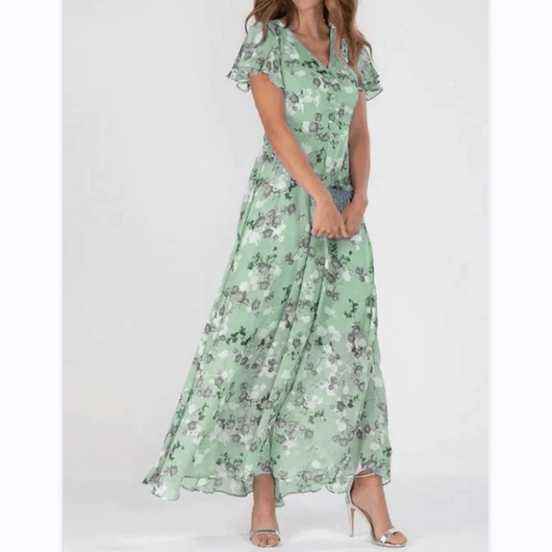 Leodessa - Rochie Maxi cu Flori Femei Invitat Nuntă