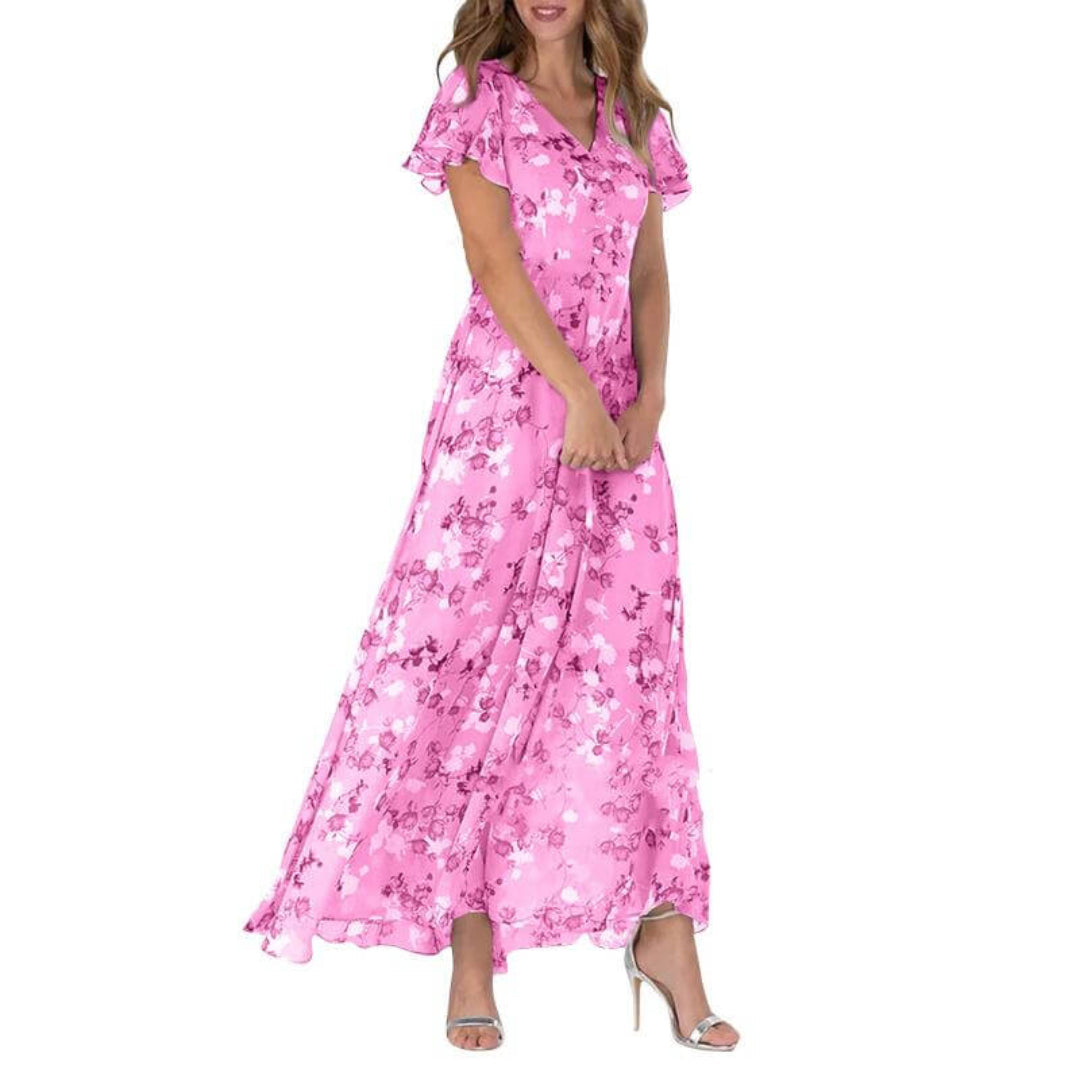 Leodessa - Rochie Maxi cu Flori Femei Invitat Nuntă