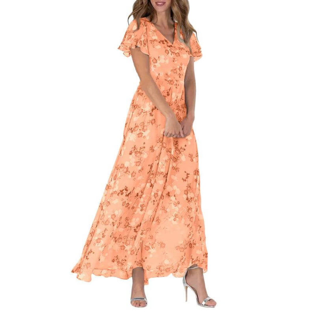 Leodessa - Rochie Maxi cu Flori Femei Invitat Nuntă